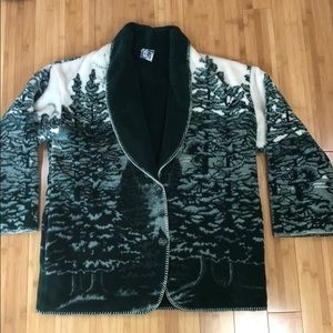 Vintage Art Unlimited Fleece Cabin Pine Tree Coat